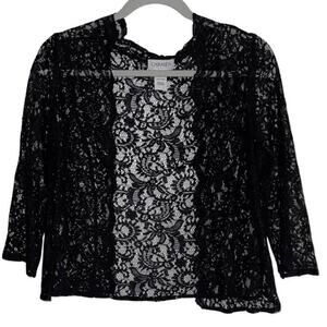 CARMEN Black Lace Cropped Cardigan Small